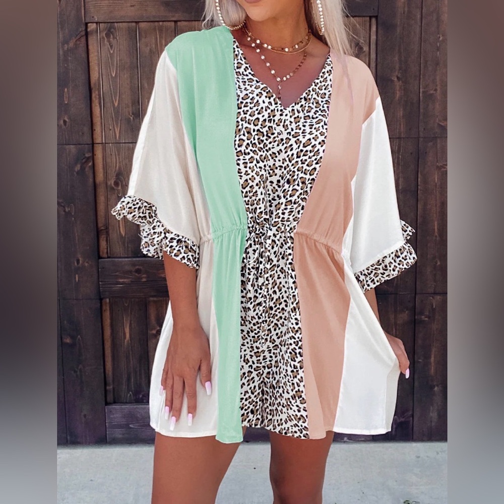 Main strip Colorblock Swim beach vacation resort SIze M nwt patchwork jumpsuit